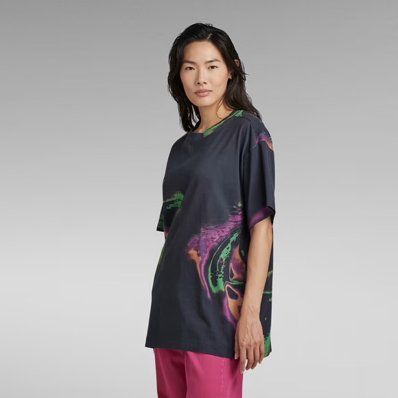 G-star Raw PRINTED BOXY U T-SHIRT indigo eye dye - Picture 1 of 4